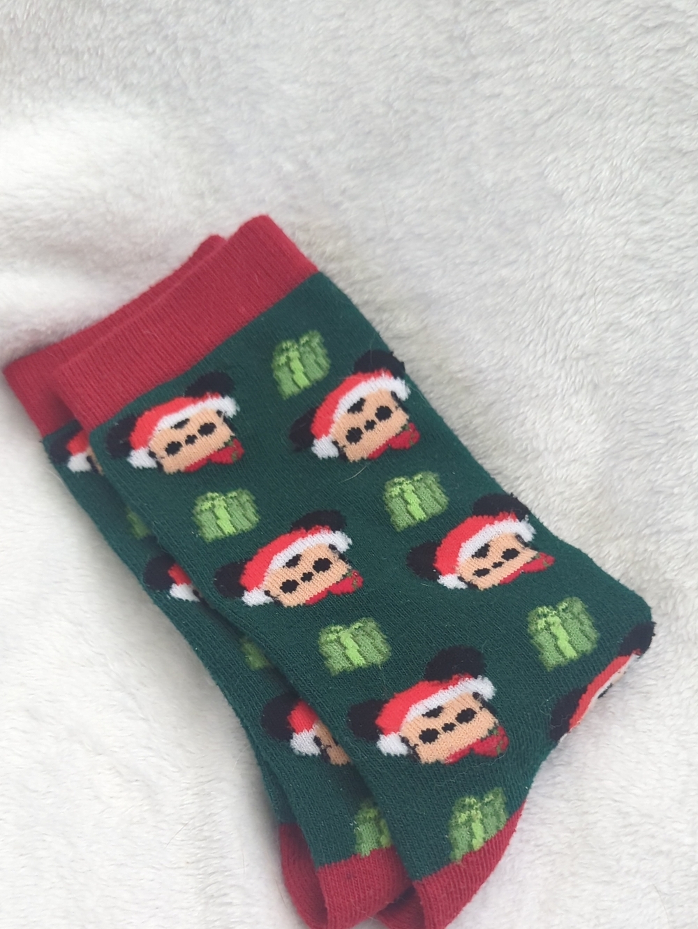Disney Mickey Santa Pattern Socks - Green, Red, Black